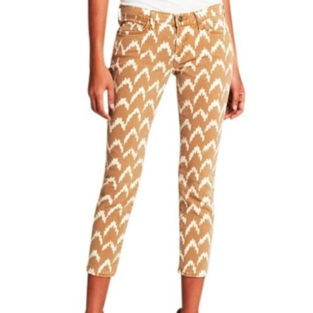 7 For All Mankind Toffee Ikat-Print Cropped Skinny Jeans